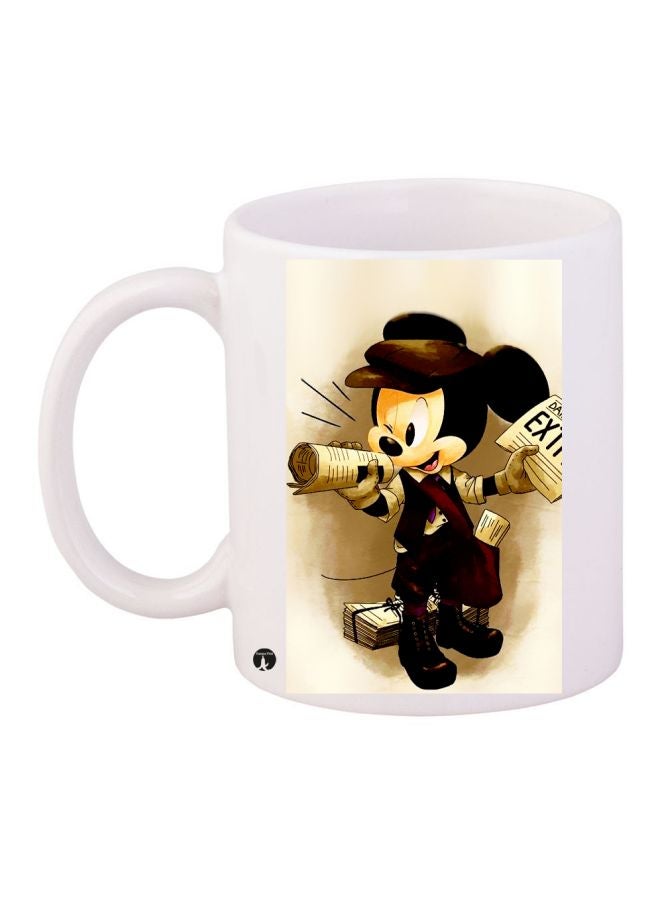 قدح قهوة بطباعة ميكي ماوس أبيض/أسود/بيج