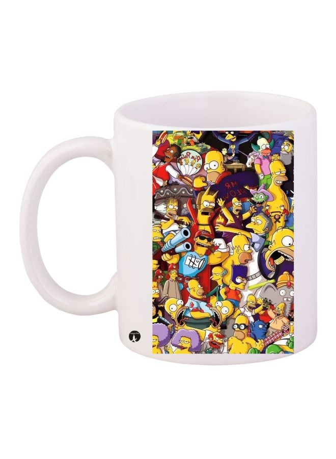 BP Cartoon Printed Coffee Mug White/Yellow/Blue
