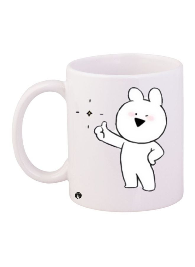 بي بي مج قهوة بطبعة شخصية كارتونية أبيض/ أسود