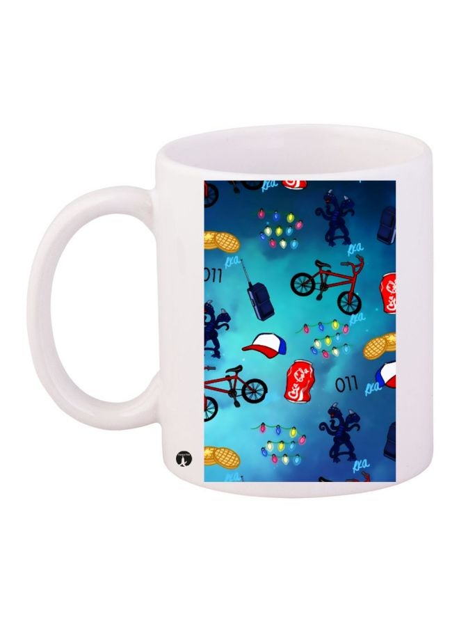 بي بي مج قهوة بطبعة دراجات أبيض/أزرق/أصفر