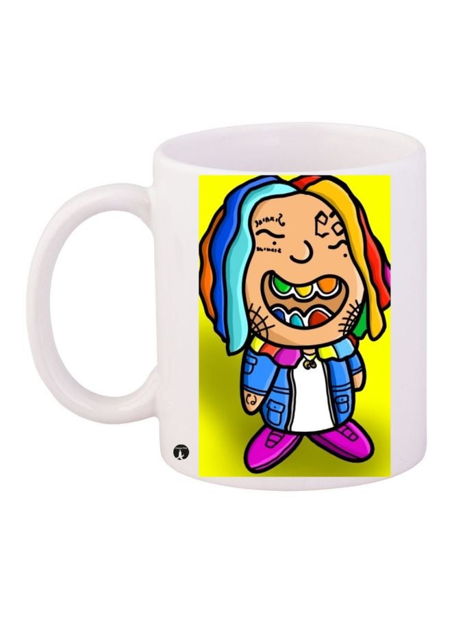 BP Cartoon Printed Coffee Mug White/Yellow/Blue