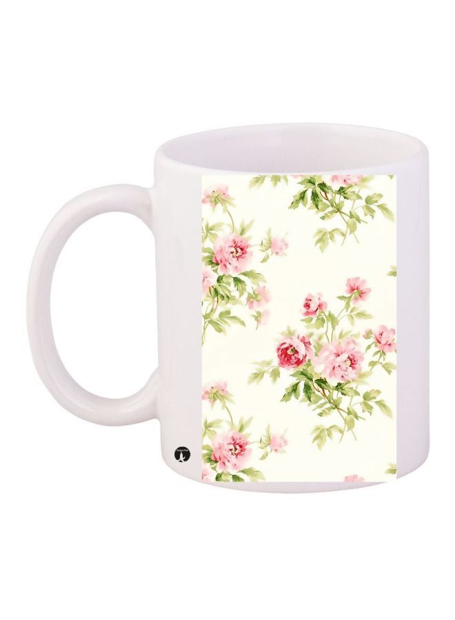 BP Flower Printed Coffee Mug White/Green/Pink