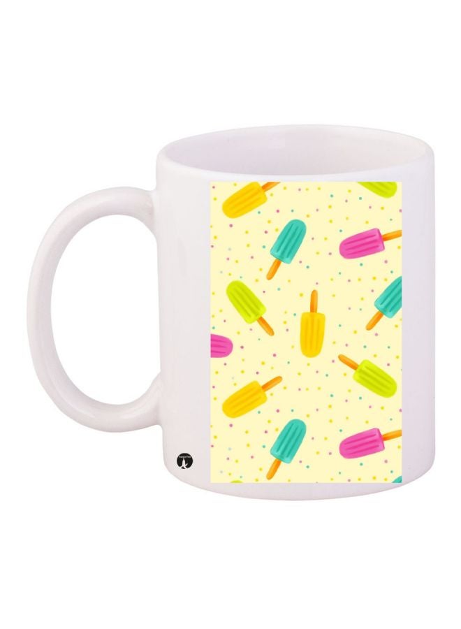BP Ice Cream Printed Coffee Mug White/Yellow/Green