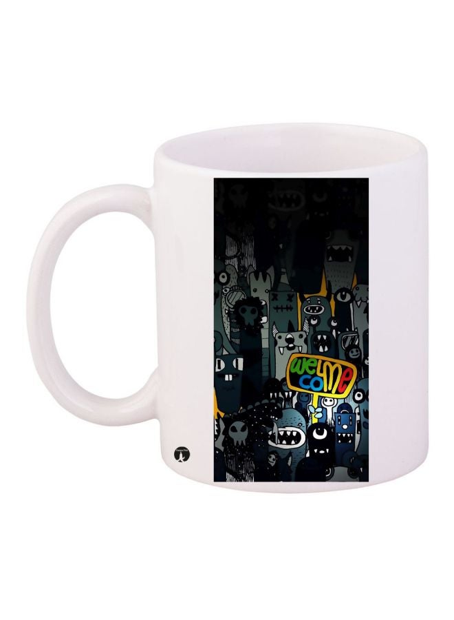 BP Cartoon Printed Coffee Mug White/Black/Grey