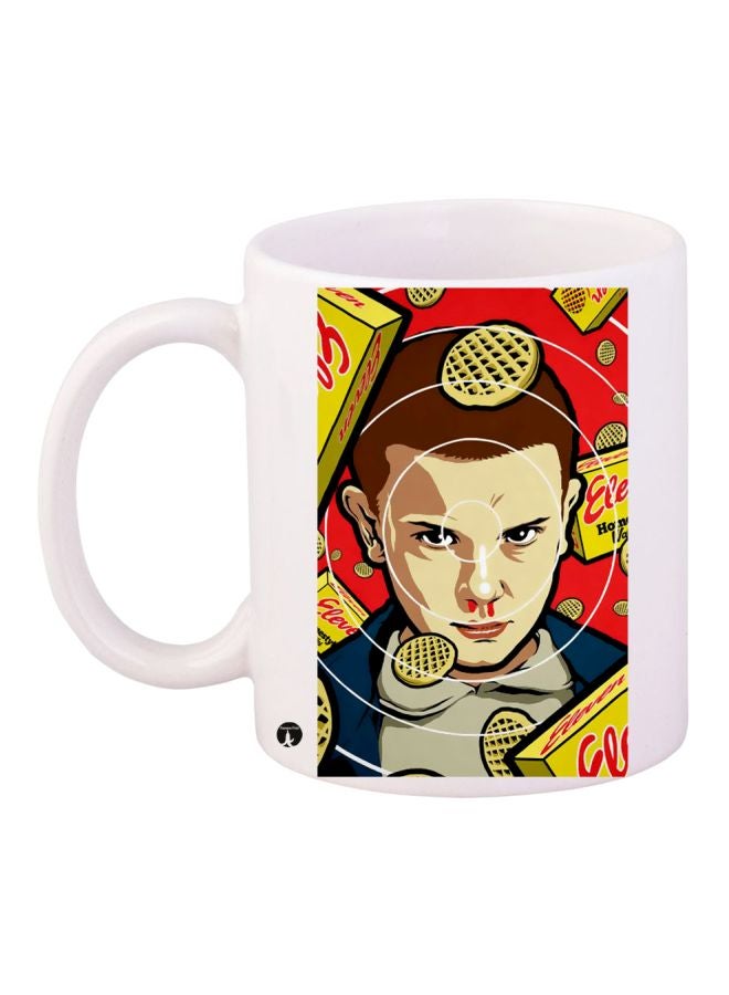 BP Cartoon Printed Coffee Mug White/Yellow/Blue