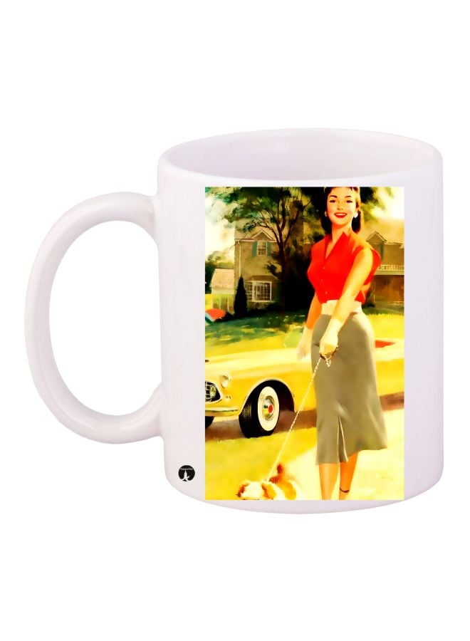 Girl Printed Coffee Mug White/Yellow/Red
