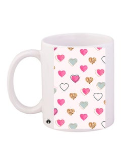 Heart Printed Coffee Mug White/Pink/Yellow
