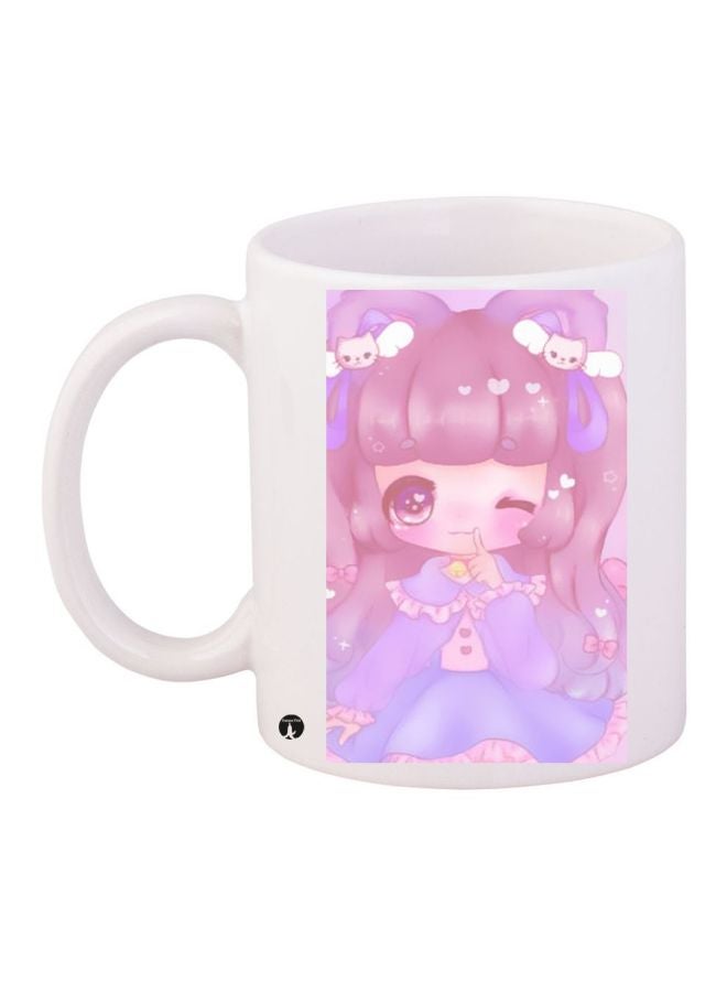 بي بي قدح قهوة مطبوع أبيض/وردي/بني