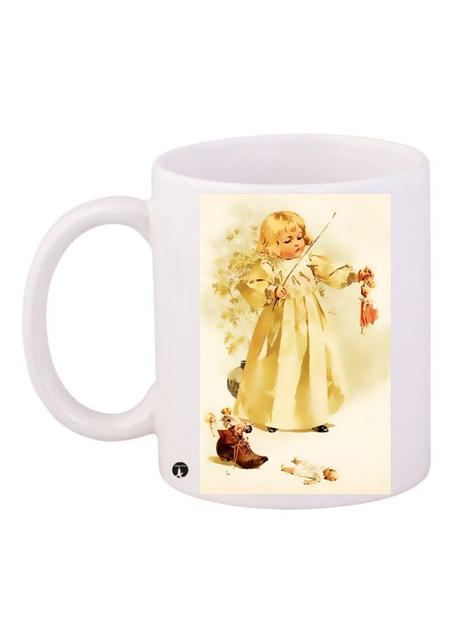 BP Cartoon Printed Coffee Mug White/Yellow/Brown