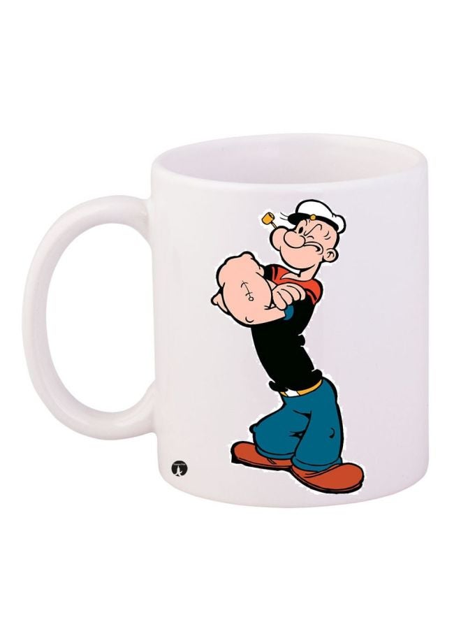 مج قهوة بطبعة شخصية كارتونية أبيض / أسود / بني