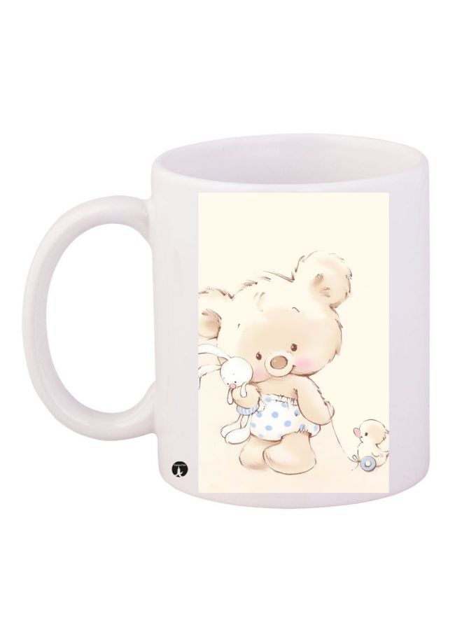 BP Cartoon Printed Coffee Mug White/Beige/Blue