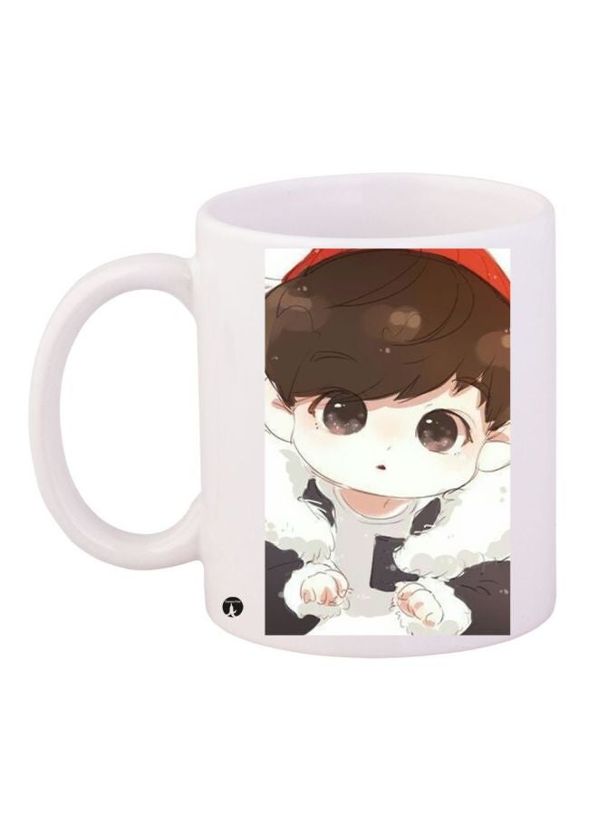 مج قهوة بطبعة ولد أبيض/بني/أحمر