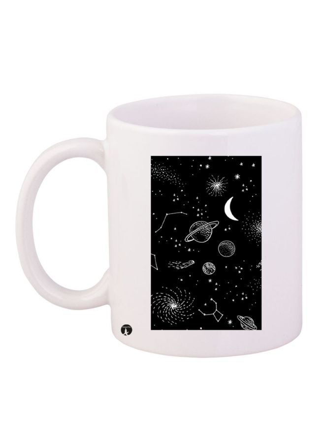 Stars Moon Themed Coffee Mug White/Black