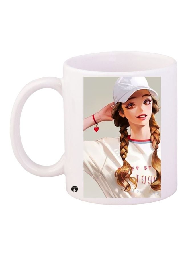 BP Girls Printed Ceramic Coffee Mug White/Beige/Brown