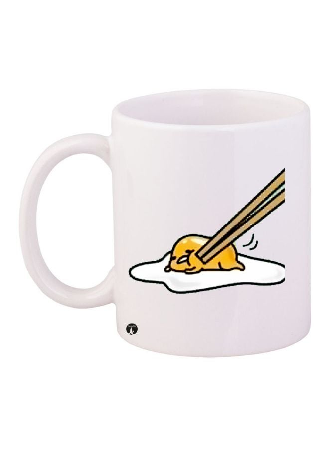 BP Gudetama Printed Coffee Mug White/Yellow/Black