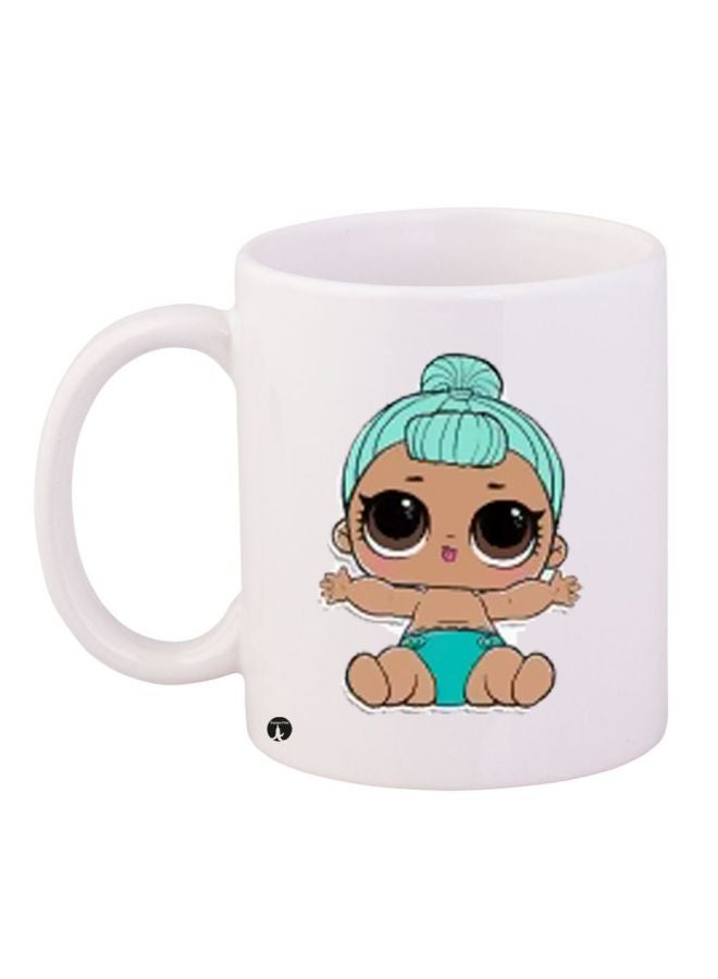 BP Cartoon Printed Coffee Mug White/Blue/Brown