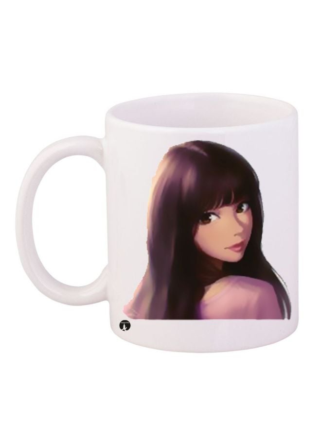 BP Anime Girl Printed Coffee Mug White/Purple/Brown