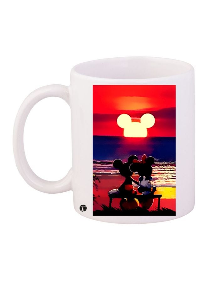 BP Mickey And Minnie Mouse Printed Coffee Mug White/Blue/Red 