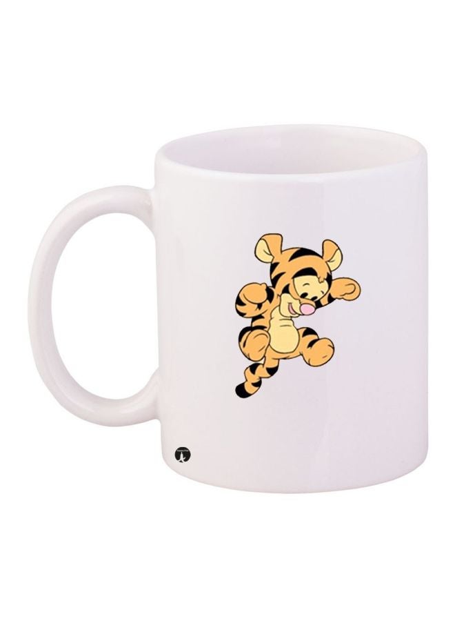 BP Cartoon Tiger Printed Coffee Mug White/Yellow/Black