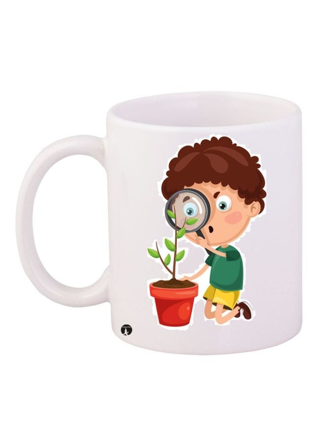 Cartoon Printed Coffee Mug White/Brown/Green