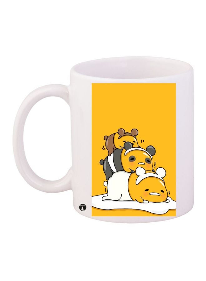 BP Cartoon Printed Coffee Mug White/Yellow/Black