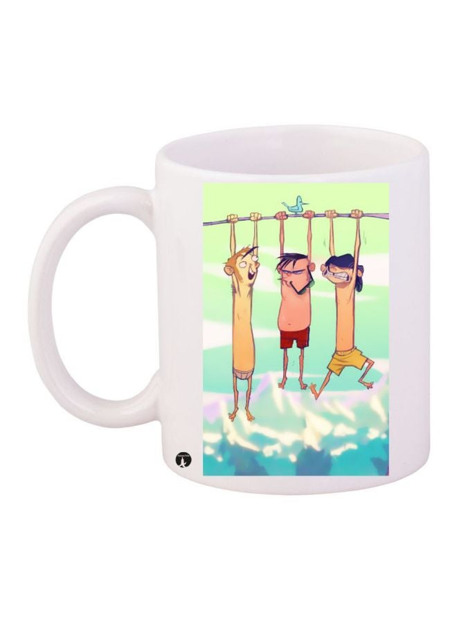 BP Cartoon Printed Coffee Mug White/Blue/Green