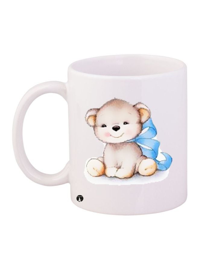 BP Teddy Bear Printed Coffee Mug White/Beige/Blue