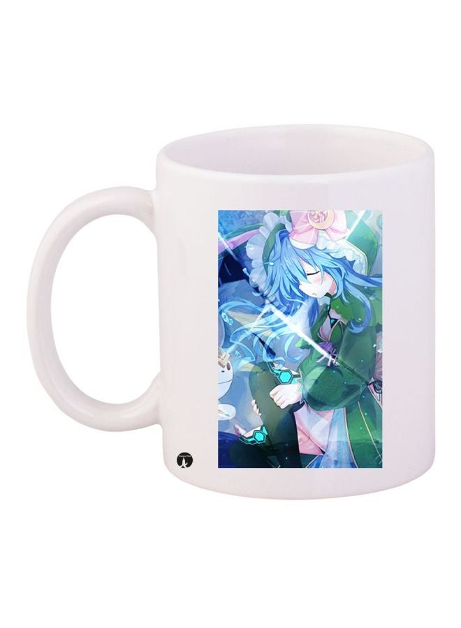 BP Cartoon Girl Printed Coffee Mug White/Blue/Green