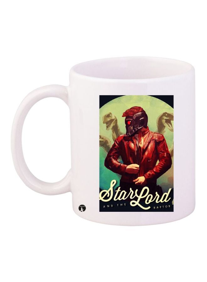 مج قهوة بتصميم صورة وكلمة "Starlord" أبيض/أسمر/أخضر