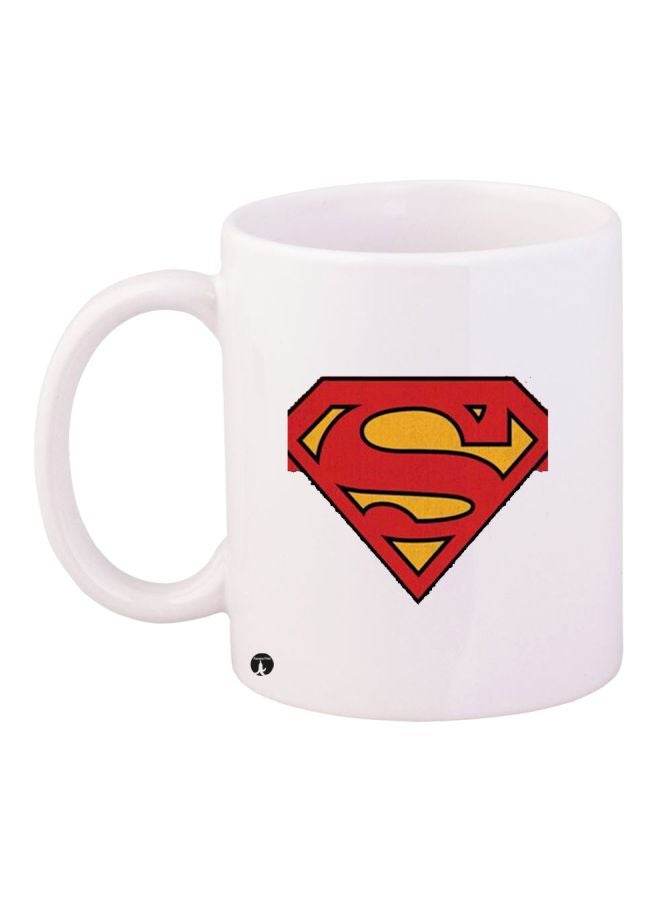 BP Superman Printed Ceramic Coffee Mug White/Red/Yellow