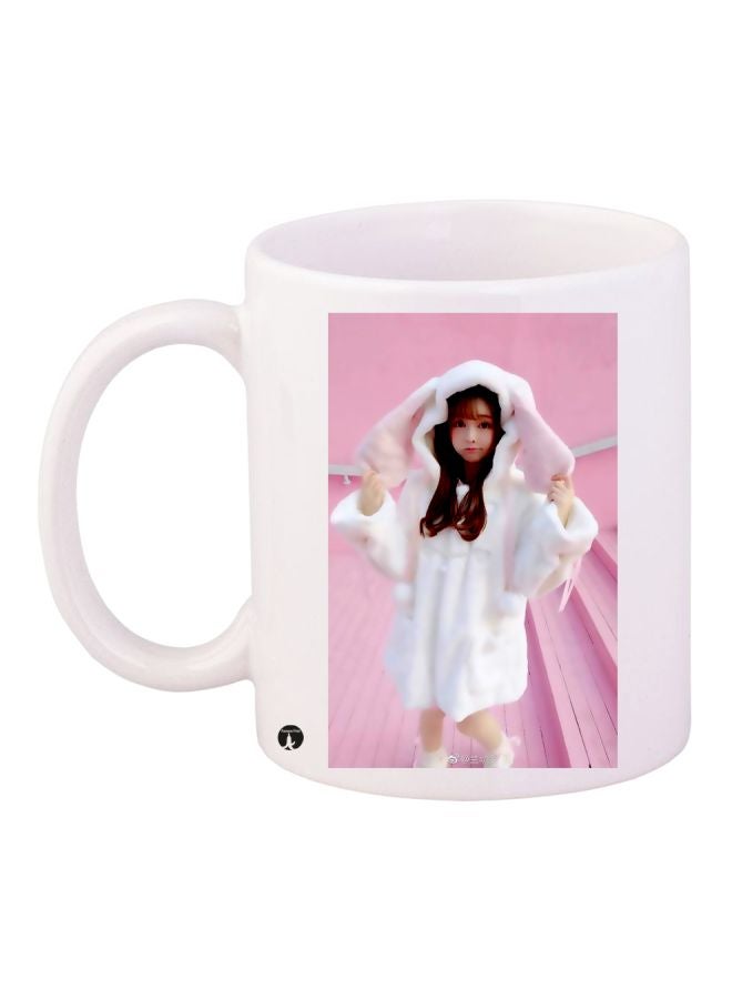 BP Girl Printed Ceramic Coffee Mug White/Pink/Beige