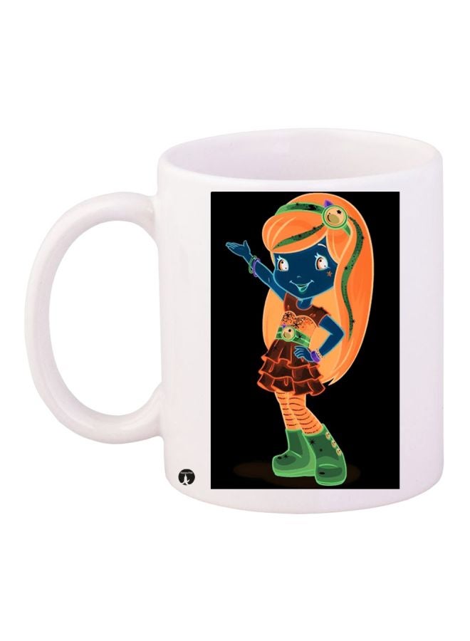 BP Doll Printed Ceramic Coffee Mug White/Black/Orange