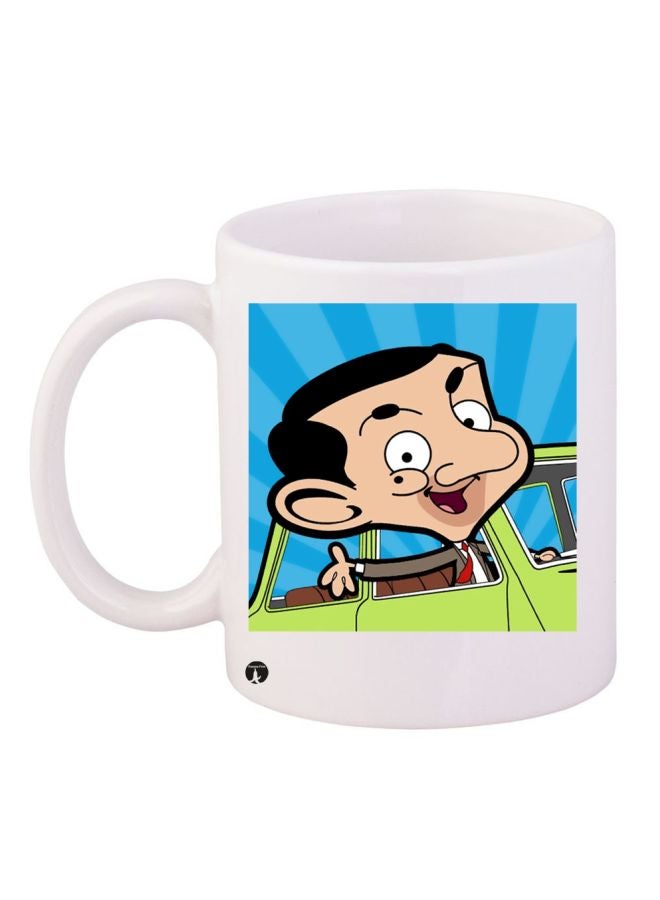 BP Mr Bean Cartoon Printed Ceramic Coffee Mug White/Blue/Green