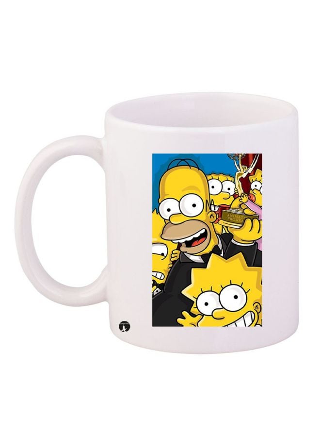 BP Cartoon Printed Ceramic Coffee Mug White/Yellow/Black