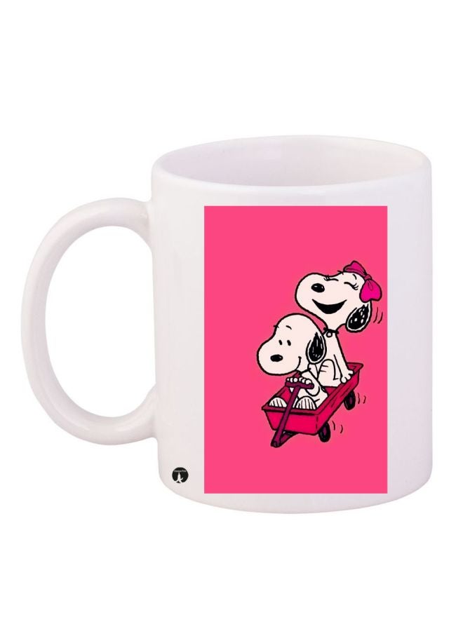 Cartoon Printed Coffee Mug White/Pink/Black