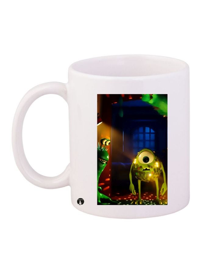 مج قهوة بطبعة شخصية كارتونية أبيض/أزرق/أخضر