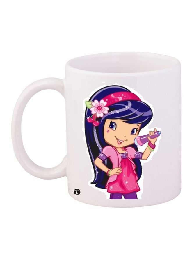 BP Cartoon Girl Printed Coffee Mug White/Pink/Purple