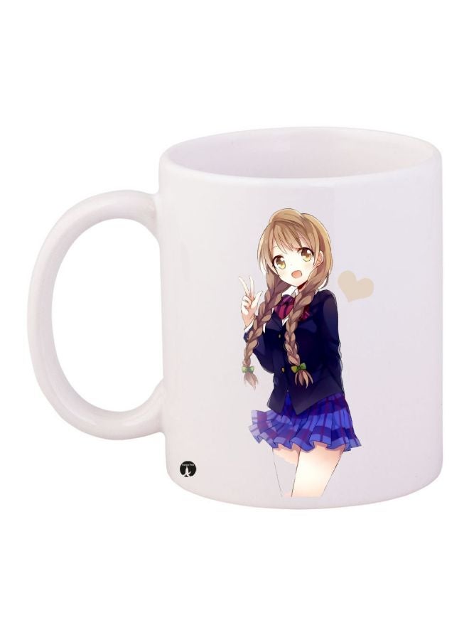 BP Anime Girl Printed Coffee Mug White/Purple/Brown