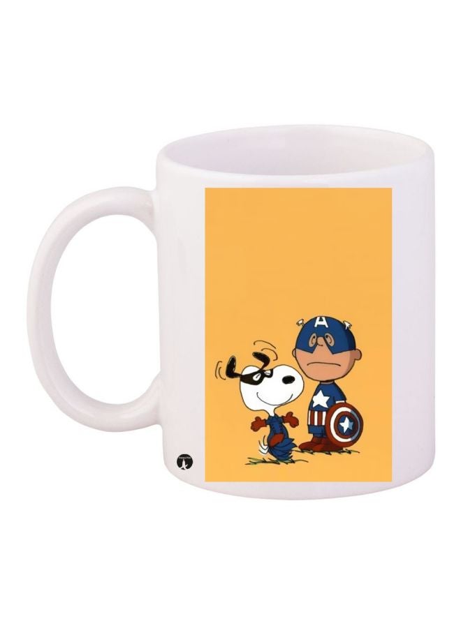 Cartoon Printed Coffee Mug White/Yellow/Blue