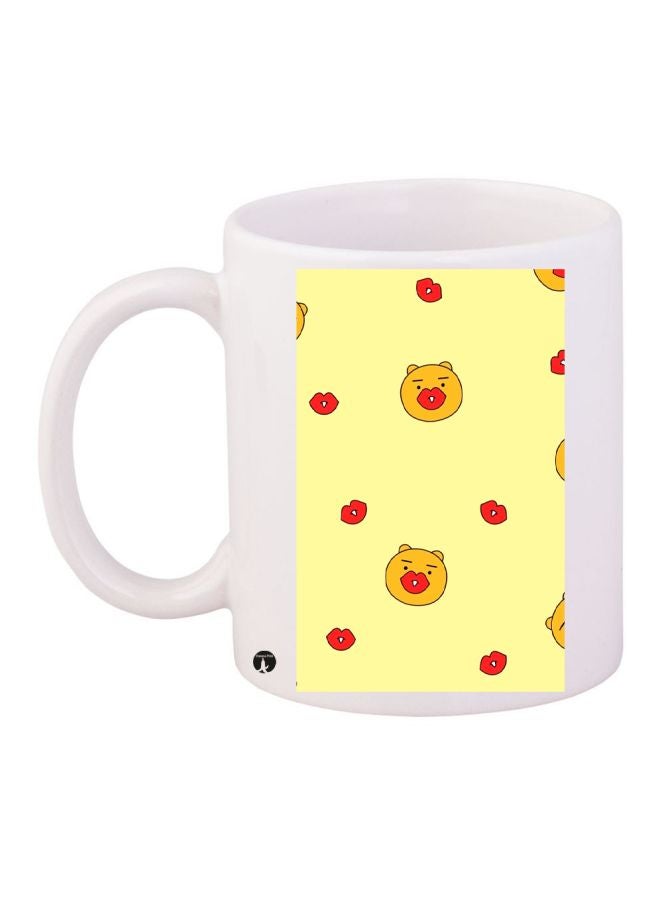 مج قهوة بطبعة شخصية كارتونية بني/أصفر/أبيض