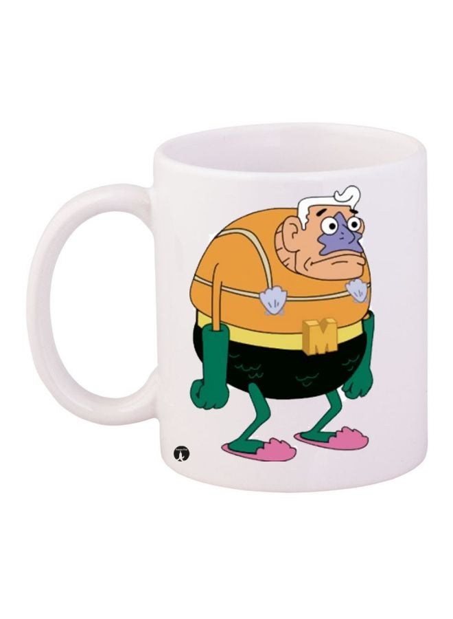 مج قهوة بطبعة شخصية كارتونية أبيض/أصفر/أسود