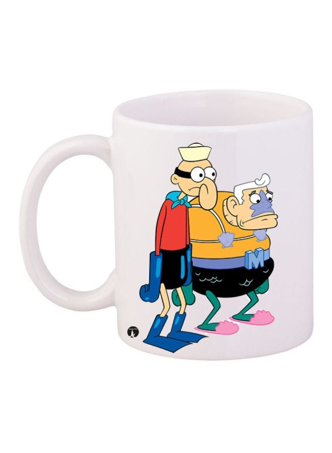 BP Cartoon Printed Coffee Mug White/Red/Yellow