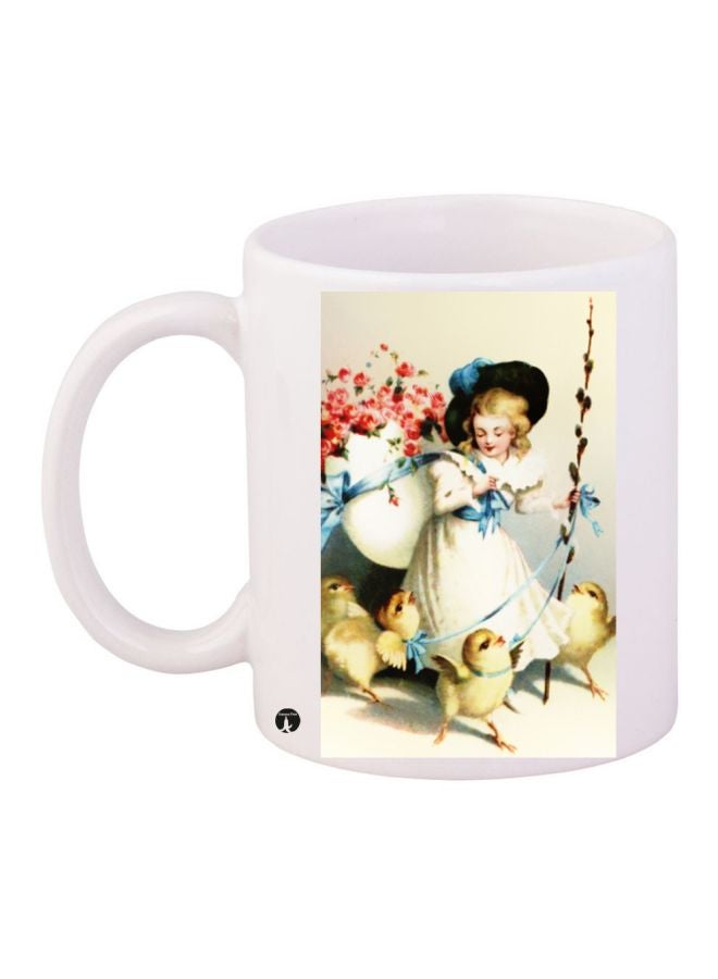 بي بي مج قهوة مطبوع عليه صورة رسوم متحركة أبيض/أحمر/أصفر