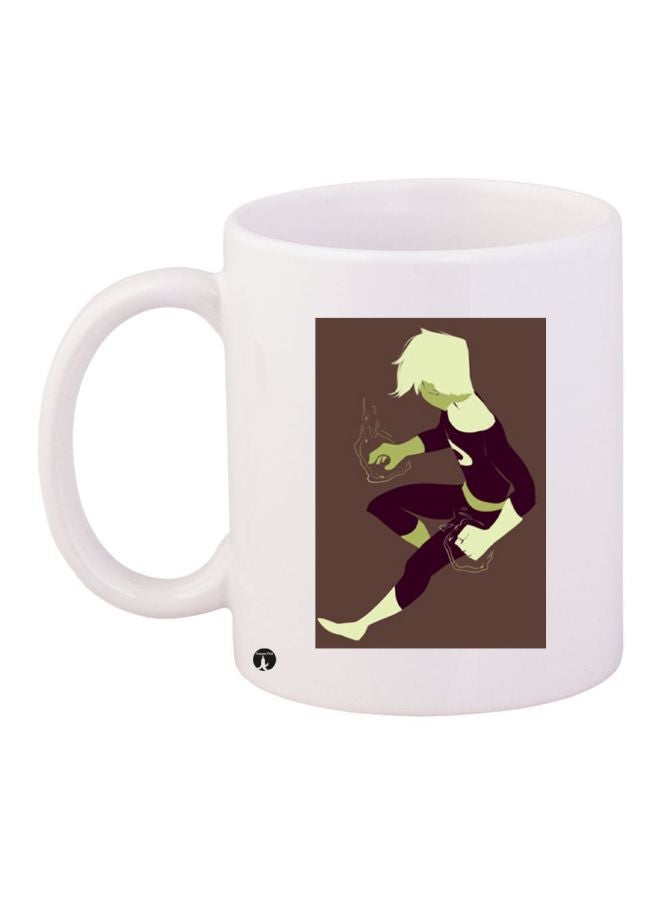 BP Cartoon Printed Coffee Mug White/Brown/Yellow