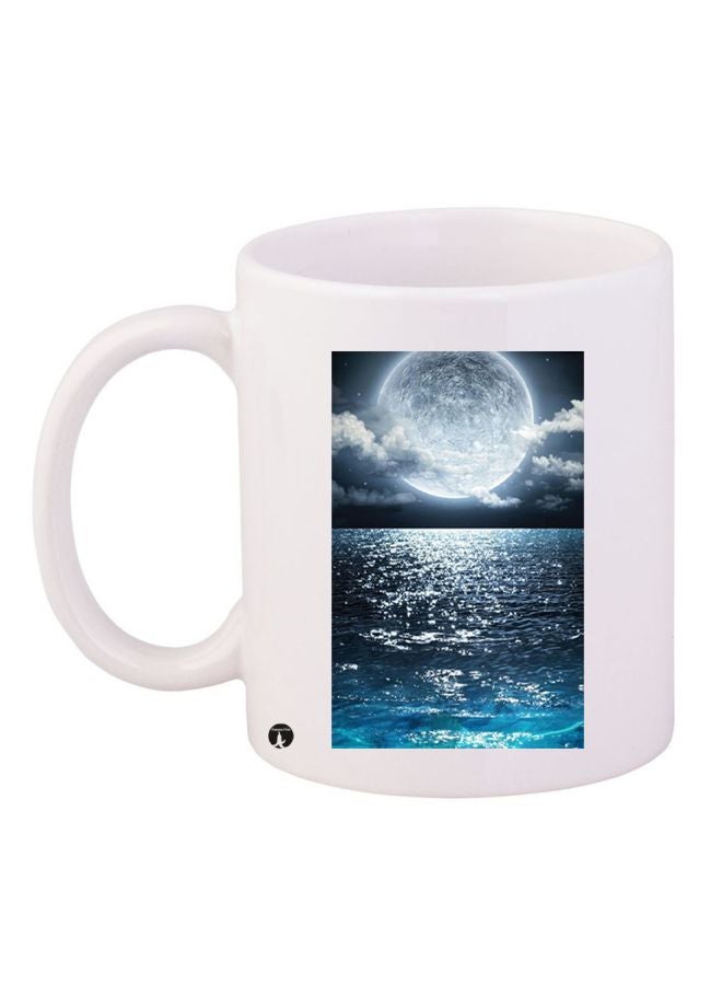 BP Moon And Sea Printed Coffee Mug White/Blue/Black