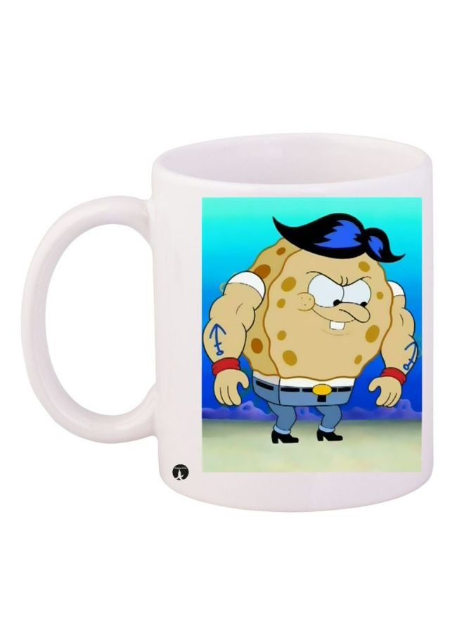 مج قهوة بطبعة من الرسومات الكرتونية "SpongeBob SquarePants" أبيض/ بيج/ أزرق