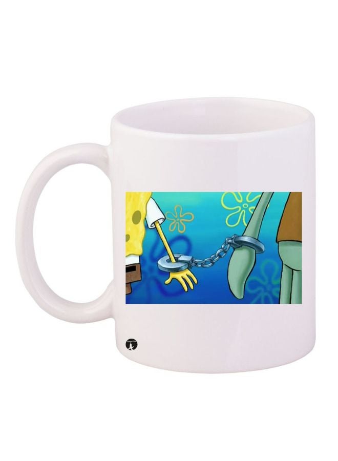 BP SpongeBob And Squidward Printed Coffee Mug White/Green/Blue
