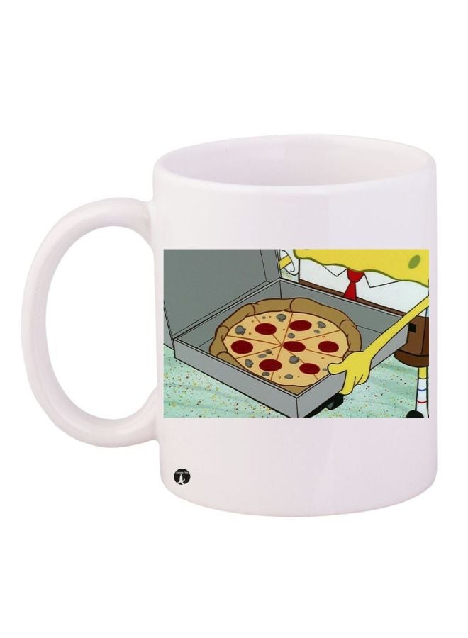 BP SpongeBob Pizza Printed Coffee Mug White/Beige/Grey