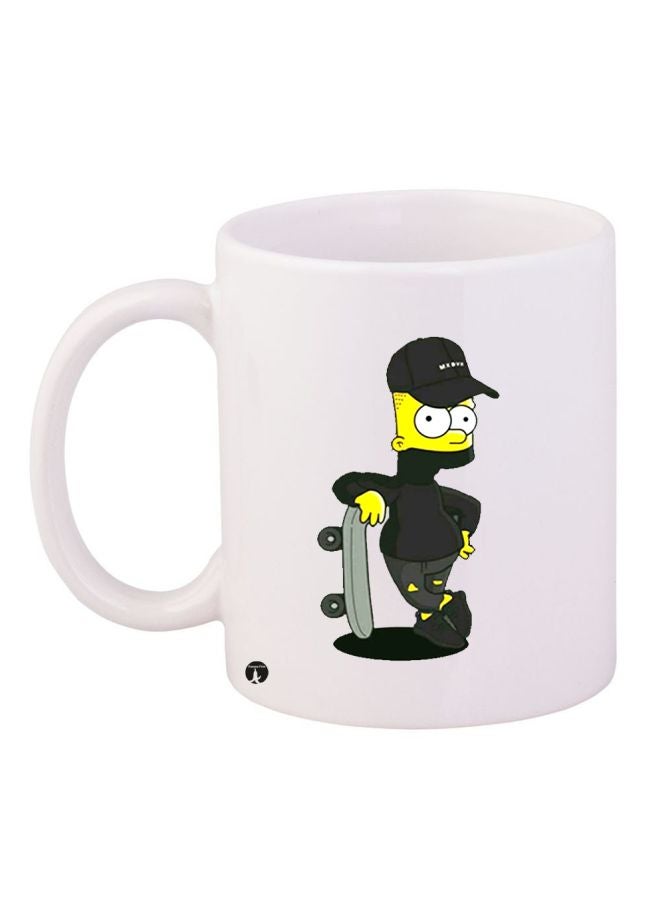 BP Cartoon Printed Coffee Mug White/Yellow/Black