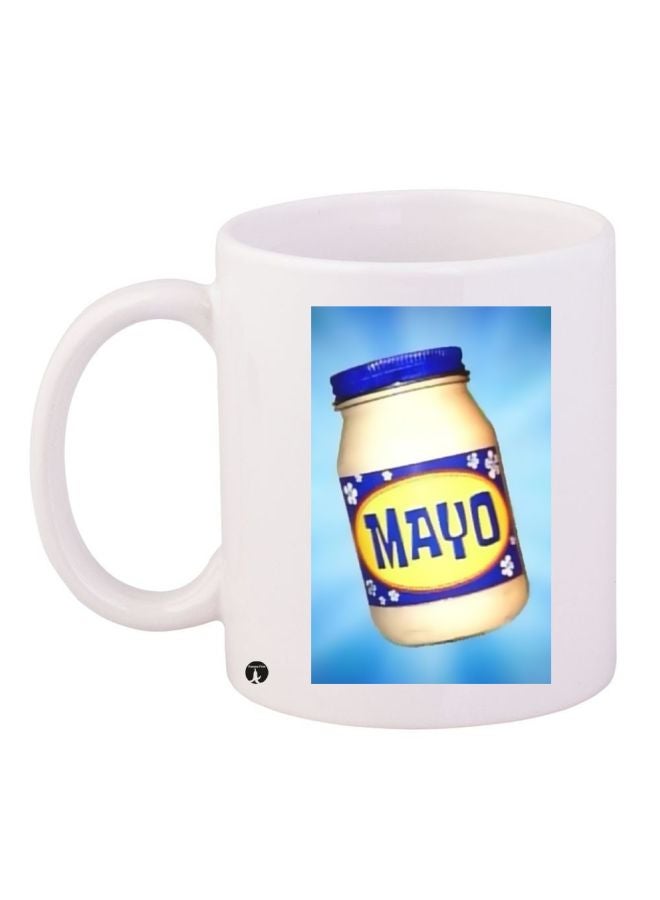 BP Mayo Bottle Printed Coffee Mug White/Blue/Yellow 